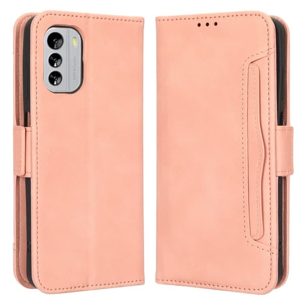 Stilfuldt Læder Etui med Pung til Nokia G60 - Lyserød Pink