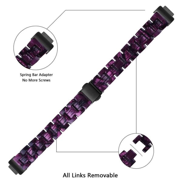 Fitbit Inspire 2 harpiksmønstret klokkerem - Mørk Lilla Mix Purple