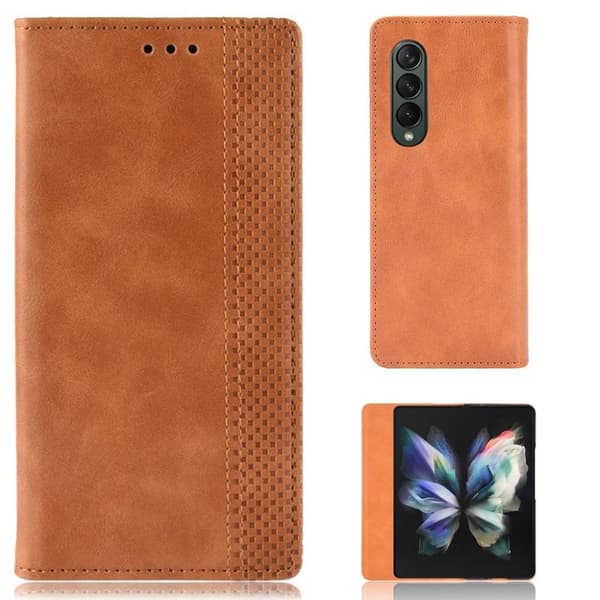 Bofink Vintage Samsung Galaxy Z Fold3 5G Læretui - Brun Brown