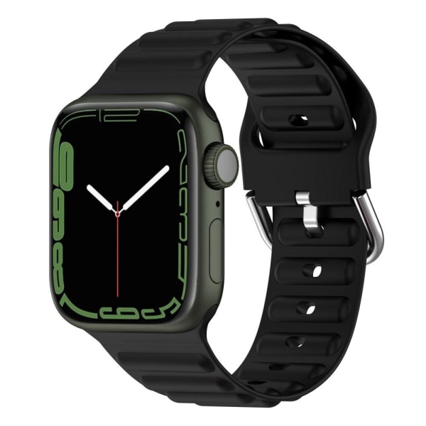 Apple Watch Series 8 (41mm) wave grain style silicone watch stra Svart