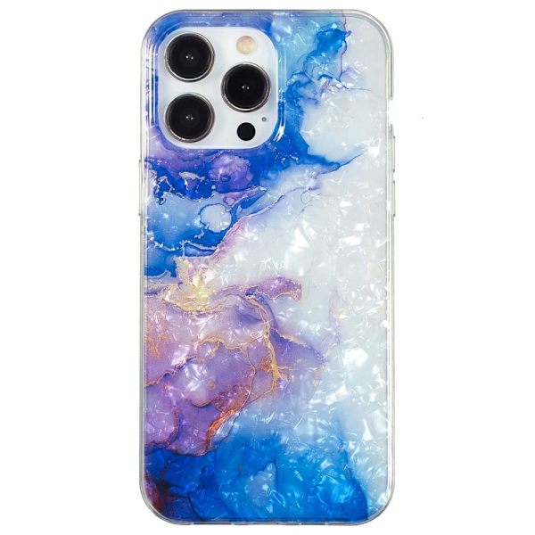 Marble iPhone 15 Pro Max Etui - Sky Blue Lilla Marmor Blue