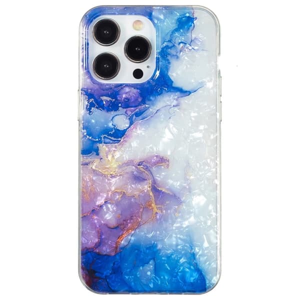 Marmormotiv iPhone 15 Pro Max skal - Himmelsblå Lila Marmor Blå
