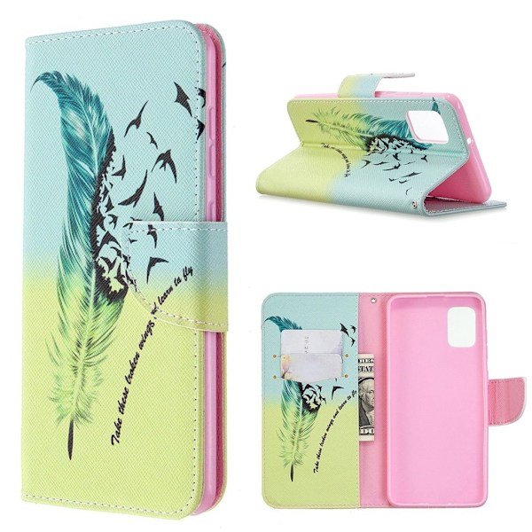 Wonderland Samsung Galaxy A31 Etui - Fjer Multicolor
