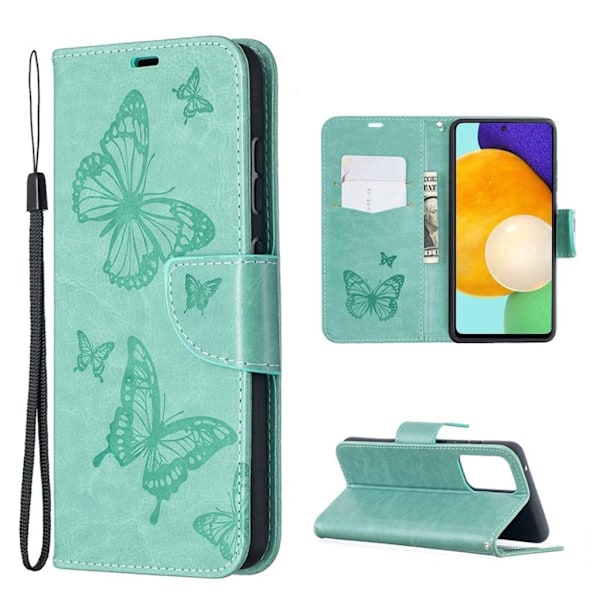 Butterfly läder Samsung Galaxy A52 5G fodral - Grön Grön