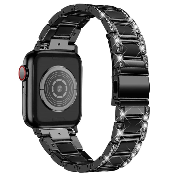 Apple Watch (45 mm) urrem i rustfrit stål med rhinestone-dekor - Black