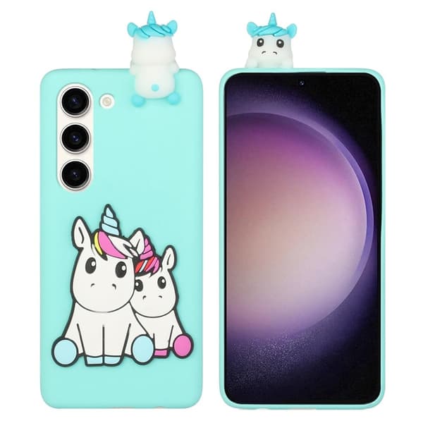 Cute 3D Samsung Galaxy S23 Plus skal - Blå Blå