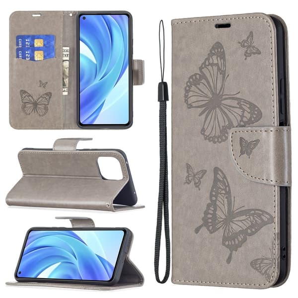 Butterfly Xiaomi 11 Lite 5g Ne / Mi 11 Lite 5g / 11 Lite Läppäkotelo - Harmaa Silver grey