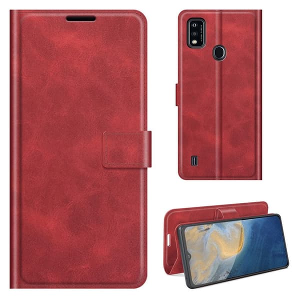Lompakko Nahkakotelo For ZTE Blade A51 - Punainen Red