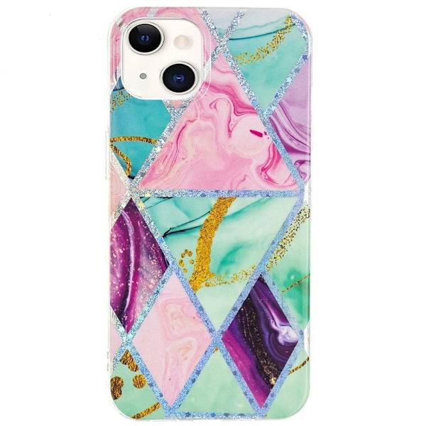 Marble iPhone 15 Plus Suojakotelo - Electroplated Rhombus Multicolor