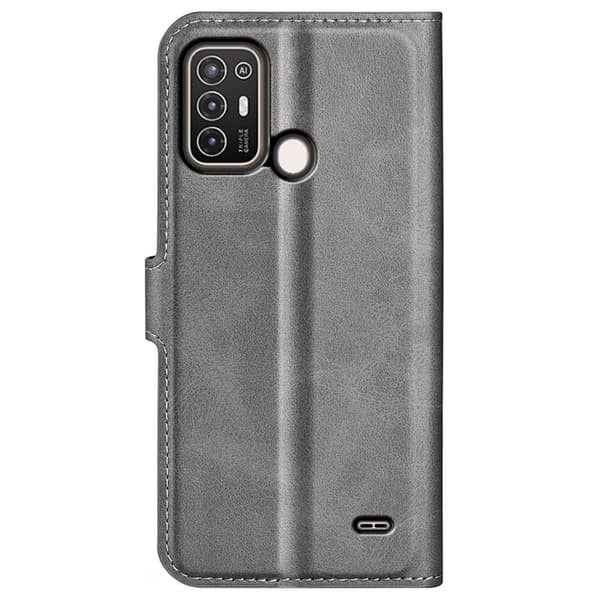 Læretui med Lommebok til ZTE Blade A52 - Grå Silver grey