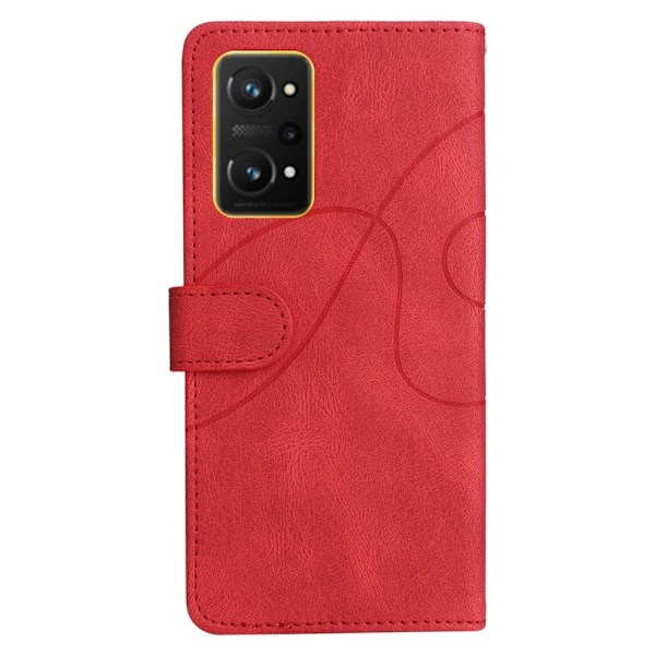 Texturerat läder Realme GT Neo 3T / Realme GT Neo2 fodral med handledsband - Röd Röd