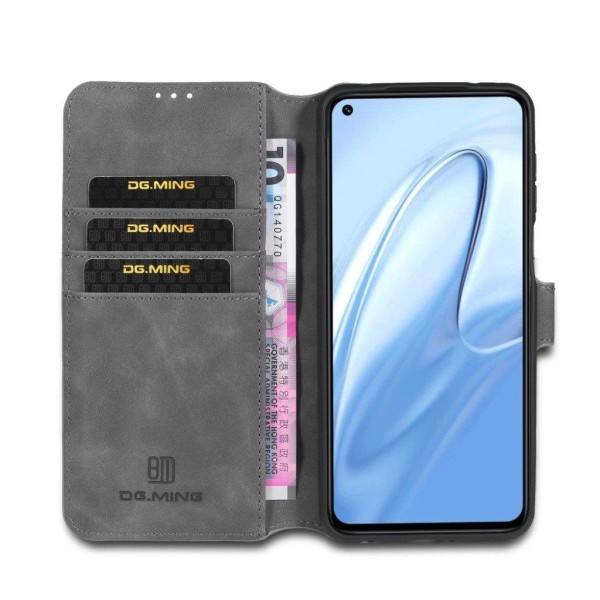 DG.MING Xiaomi Redmi Note 9 Pro / Note 9S / 9 Pro Max Retro kotelot - Harmaa Silver grey