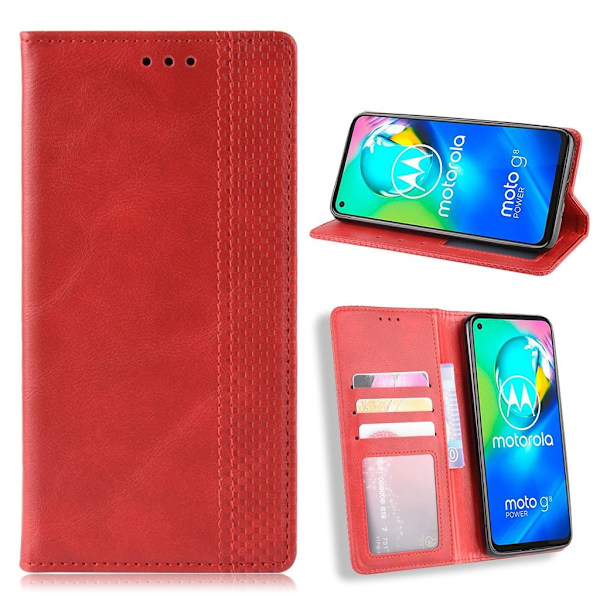 Bofink Vintage läder Motorola Moto G8 fodral - Röd Röd