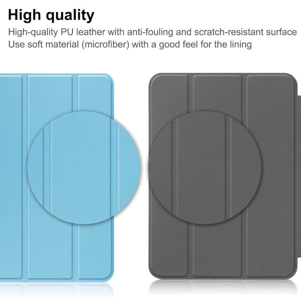 iPad 10.9 (2022) Tablet-etui i vegansk læder Tri-fold Stand Auto Wake / Sleep Beskyttelsescover med penneplads - Himmelblå Blue