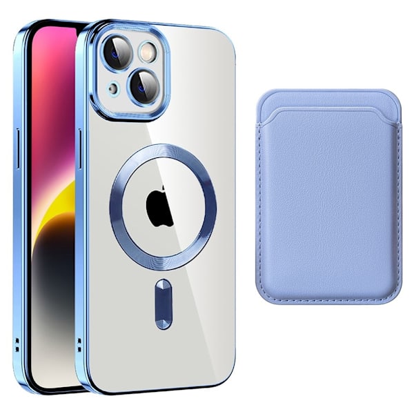 iPhone 14 Plus magnetisk bakdeksel med kortpose - Blå Blue