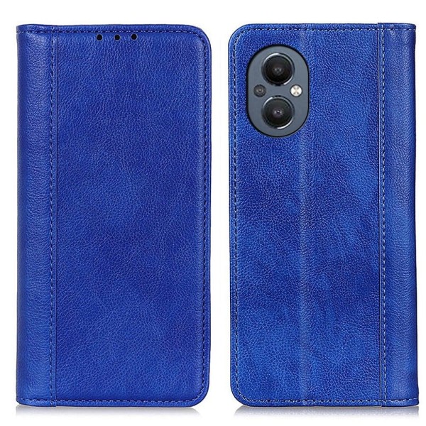 Ægte Læder Etui med Magnetic Closure til OnePlus Nord N20 5G - B Blue