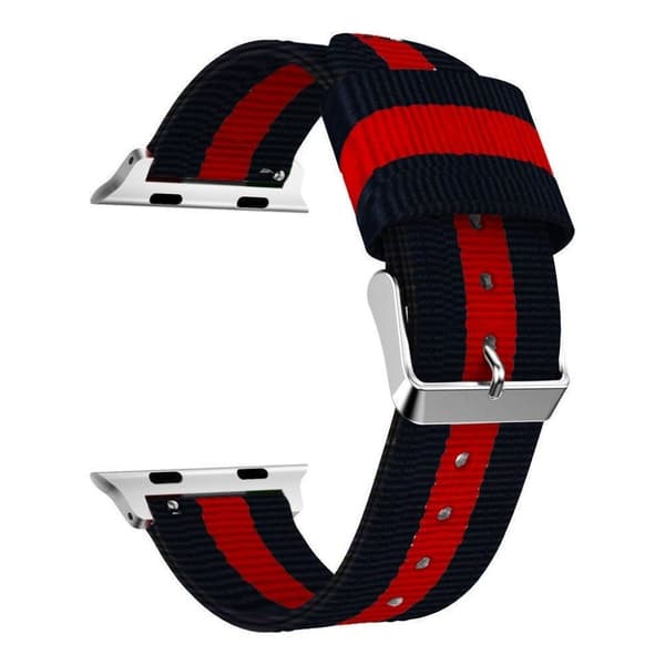 Apple Watch Series 4 44mm vævet nylon Urrem - Sort / Rød Black
