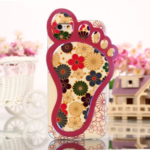 Blu-ray 3D Footprint Shape IMD Soft Flexible Shell iPhone 6s / 6 - Colorful Cartoon Flowers Multicolor