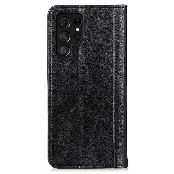 Samsung Galaxy S23 Ultra ægte læderetui med magnetisk lukning - Sort Black