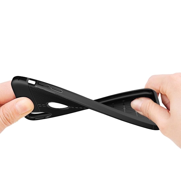 iPhone Xr etui med litchi-tekstur - Sort Black