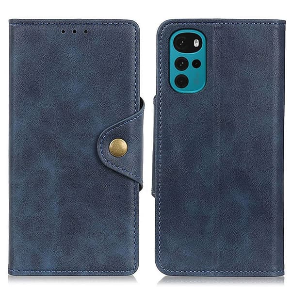 Alpha Motorola Moto G22 flip etui i lær - Blå Blue