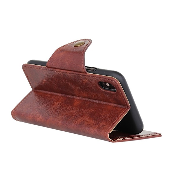 iPhone Xs Max stander læder flip cover - Kaffe Brown