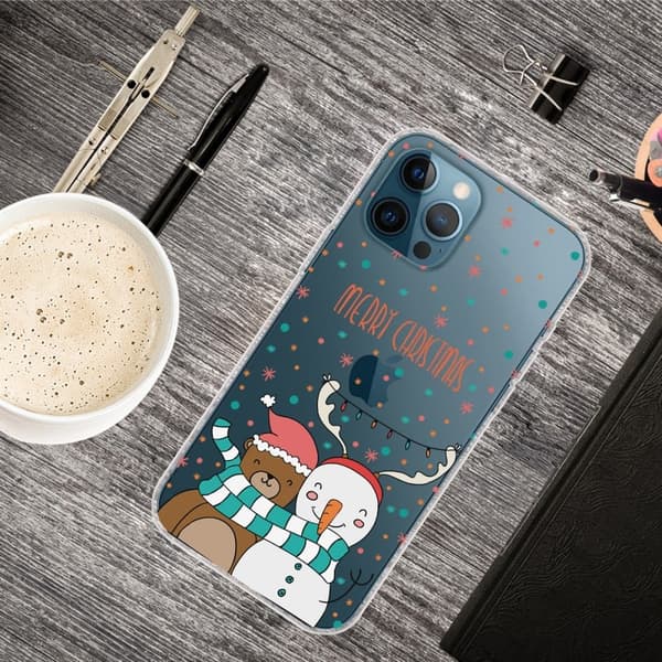 Julfodral till iPhone 14 Pro Max - Snögubbe Och Björn multifärg