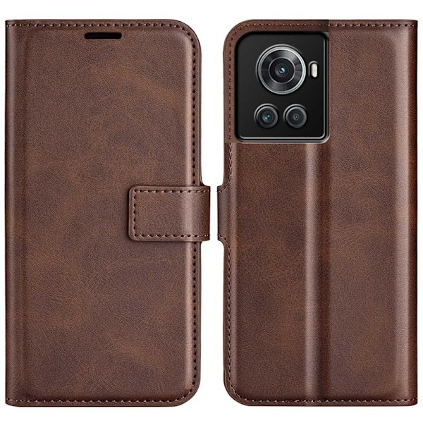 OnePlus 10R / OnePlus Ace nahkainen lompakokkotelo - Ruskea Brown