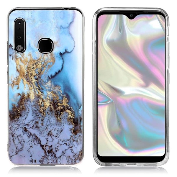 Marmormotiv Samsung Galaxy A70e skal - Blåaktig Guldmarmor multifärg