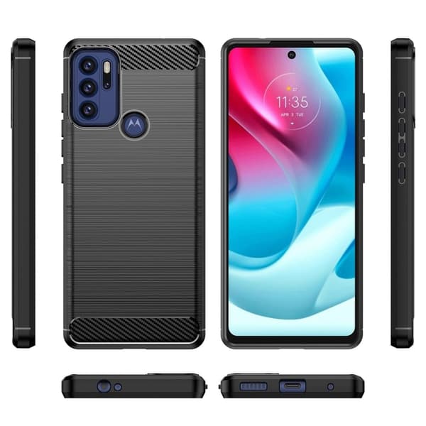 Carbon Flex Etui Motorola Moto G60s / G60 - Sort Black