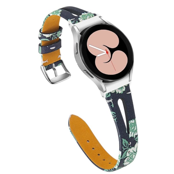 T-muotoinen ontto aito nahkaranneke Samsung Galaxy Watch 4 - Musta Vihreä Ruusu Multicolor