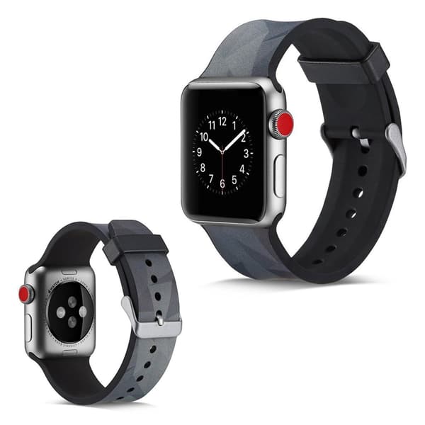 Apple Watch Series 5 40mm camouflage silikone Urrem - Sort Abstract Black