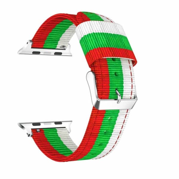 Apple Watch Series 4 40mm Stripe Style Klokkereim - Hvit / Grønn / Rød Multicolor