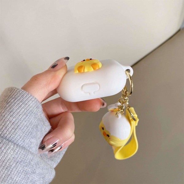 AirPods 3 cute dinosaur figure protective case - White / Yellow White