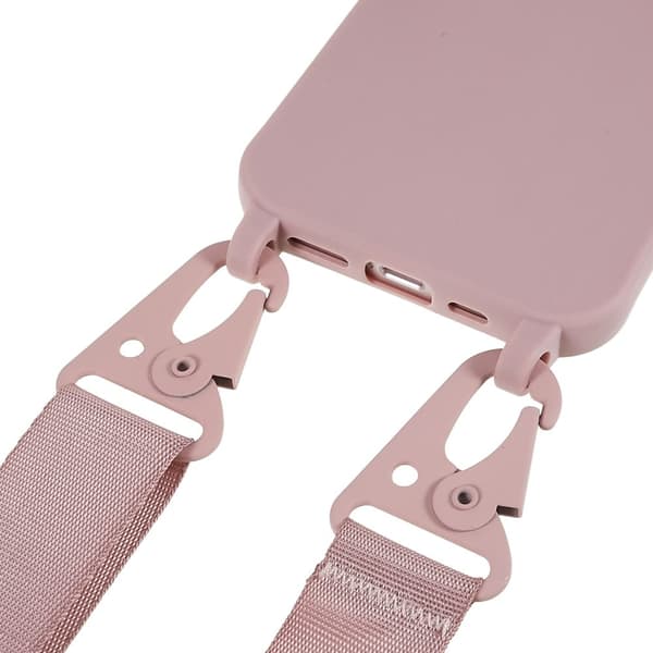 Tyndt TPU etui med mat finish og justerbar strop til iPhone 13 Pro - Deep Pink Pink
