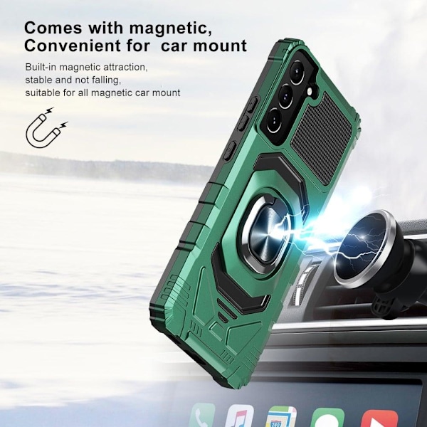 Slidstærkt cover i hård plast med blød inderside og kickstand til Samsung Galaxy S23 Plus - Midnatsgrøn Green