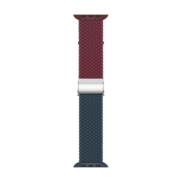 Apple Watch Series 8 (41 mm) parallellfarget nylonrem - Vinrød / Mørkeblå Blue
