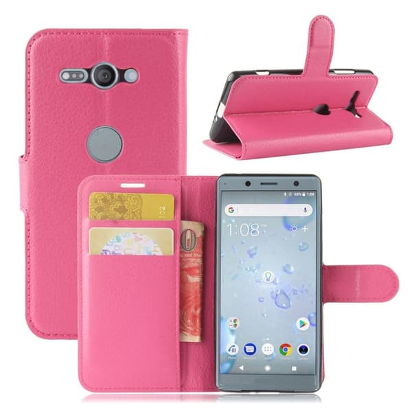 Sony Xperia XZ2 Compact Etui laget av kunstlær og silikon – Rosa Pink