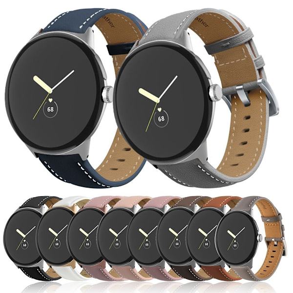 Google Pixel Watch klockarmband i äkta läder - Gråbrun Brun