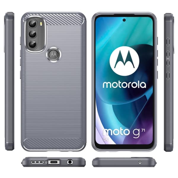 Carbon Flex Etui Motorola Moto G71 5G - Grå Silver grey