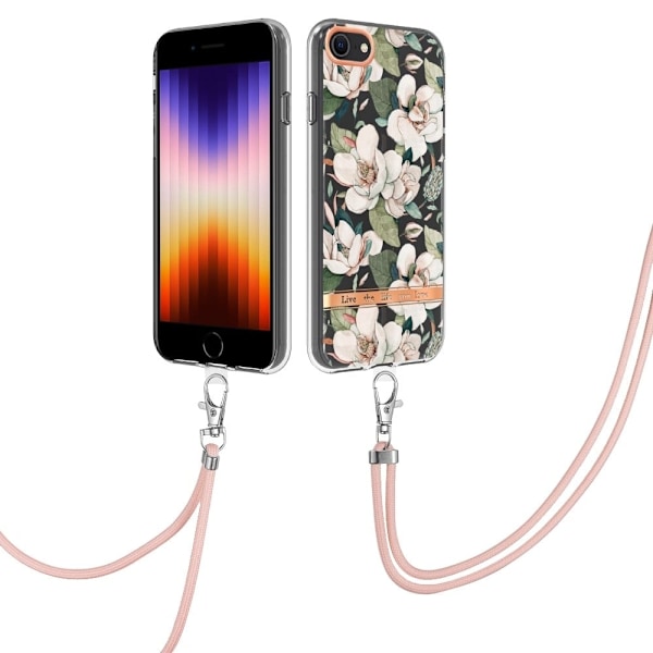 Tunt och tåligt mjukfodral med nyckelband för iPhone SE (2022) / SE 2020 / 8 - Grön Gardenia Grön