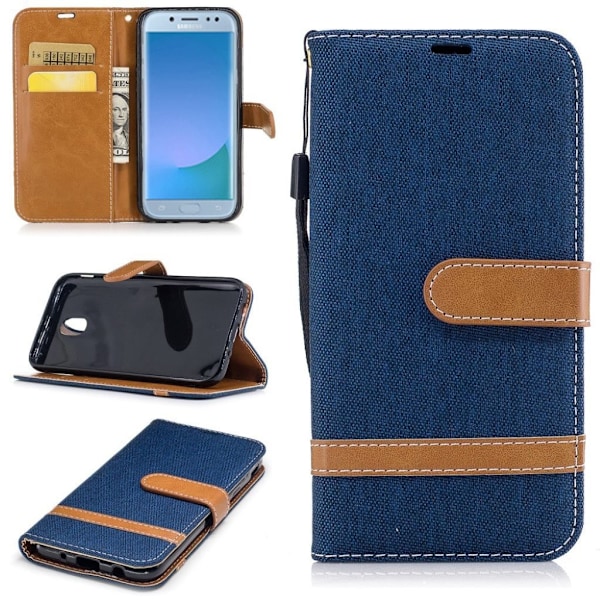 Samsung Galaxy J5 (2017) Stilrent og holdbart læder etui - Mørkeblå Blue