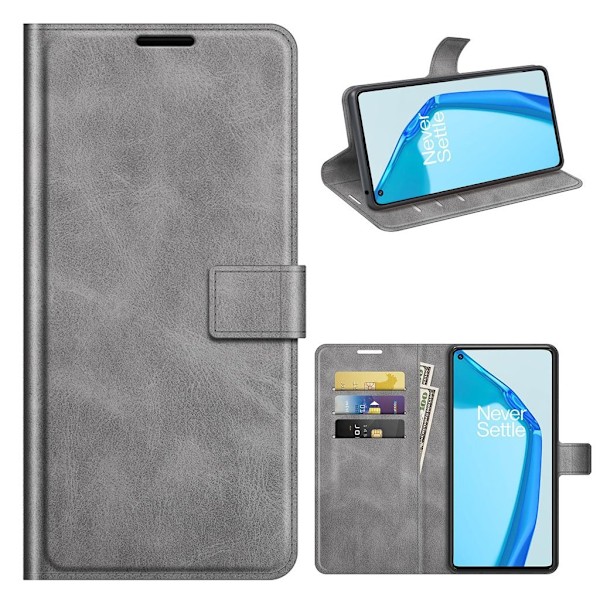 Wallet-style Læder Etui til Oneplus 9r - Grå Silver grey