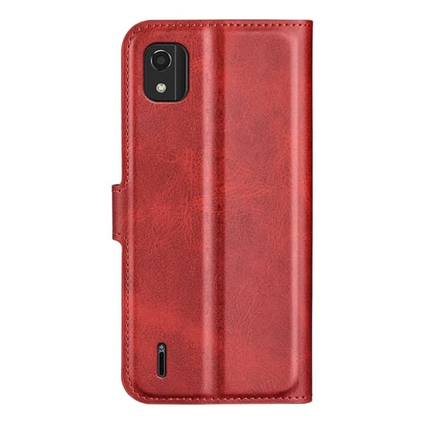 Nokia C2 2nd Edition læderetui med pung - Rød Red
