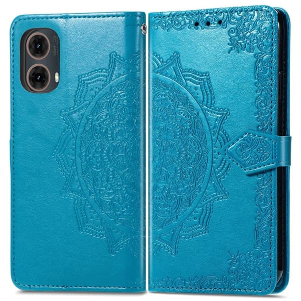 Mandala Motorola Moto G85 nahkakotelo - Sininen Blue