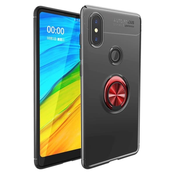 Xiaomi Mi MIX 2S mobilskal metall silikon fingerring utfällbart ben magnetiska bilhållare - Svart och röd multifärg