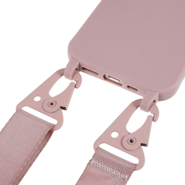 Ohut TPU-kotelo, jossa on mattapintainen ja säädettävä hihna tummanvihreä - Syvä Vaaleanpunainen Pink