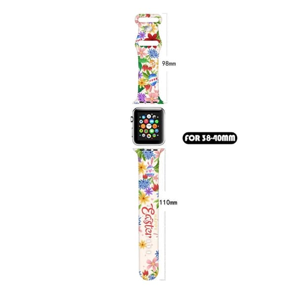 Apple Watch Series 41mm - 40mm - 38mm Sport Strap Silicone Pattern Watch Band - Påskemønster 5 Multicolor