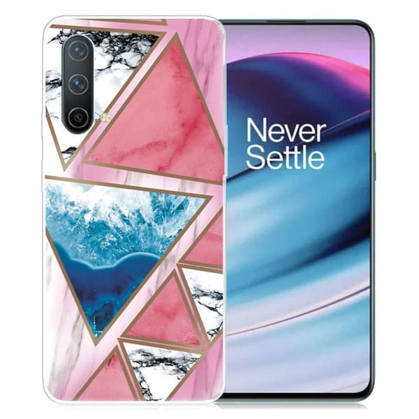 Marmordesign OnePlus Nord CE 5G deksel - Hvit / Blå / Rosentrekant Multicolor