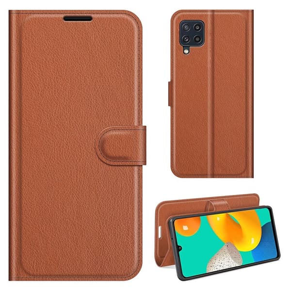 Classic Samsung Galaxy M32 Läppäkotelo - Ruskea Brown